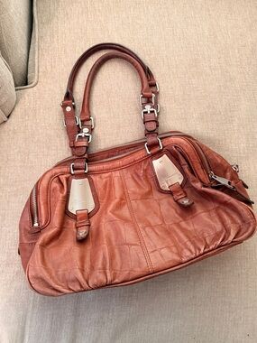 B. Makowsky Portofino Croc-Embossed Leather Satchel | Cognac Brown